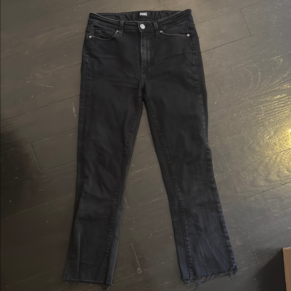 Paige Women's Black crop flare jeans